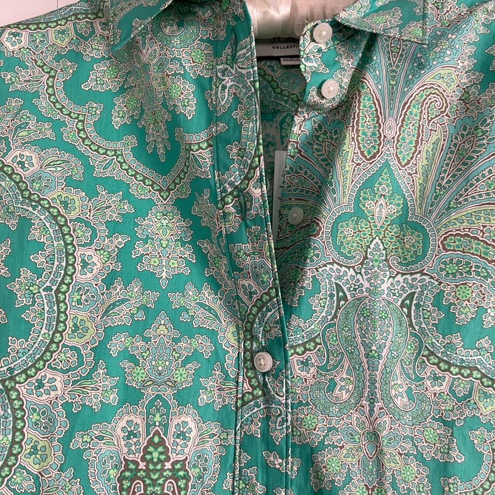 J. Crew Collection 2021 Turquoise Damask Oxford! -NWT - Picture 8 of 9